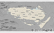 Shaded Relief Panoramic Map of Fyn, darken, desaturated