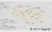 Shaded Relief Panoramic Map of Fyn, desaturated