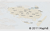 Shaded Relief Panoramic Map of Fyn, lighten, semi-desaturated
