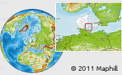 Physical Location Map of Ryslinge, highlighted country