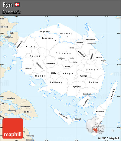 Classic Style Simple Map of Fyn