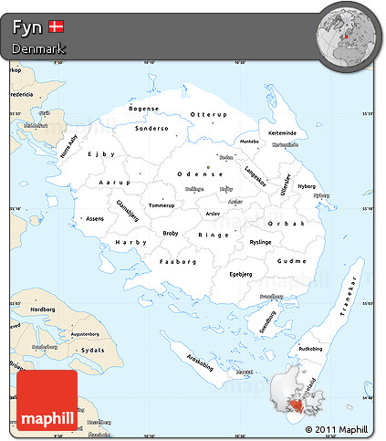 Classic Style Simple Map of Fyn
