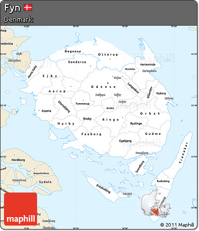 Classic Style Simple Map of Fyn