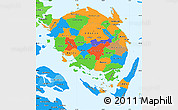 Political Simple Map of Fyn, political shades outside