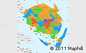Political Simple Map of Fyn, single color outside, borders and labels