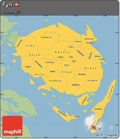 Savanna Style Simple Map of Fyn, single color outside
