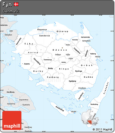 Silver Style Simple Map of Fyn