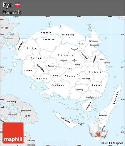 Silver Style Simple Map of Fyn