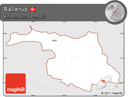 Classic Style Simple Map of Ballerup, cropped outside
