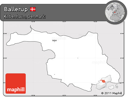 Silver Style Simple Map of Ballerup, cropped outside