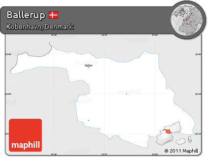 Silver Style Simple Map of Ballerup, single color outside