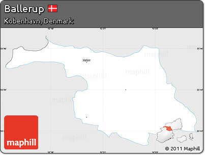 Silver Style Simple Map of Ballerup, single color outside
