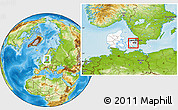 Physical Location Map of Greve, highlighted country, highlighted parent region, within the entire country