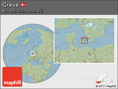 Savanna Style Location Map of Greve, hill shading