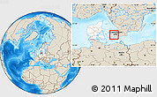 Shaded Relief Location Map of Greve, highlighted country, highlighted parent region
