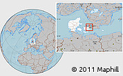 Gray Location Map of Ledoje-Smorum, highlighted country, highlighted parent region, hill shading