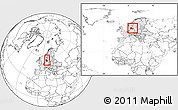 Blank Location Map of Denmark, highlighted continent, within the entire continent