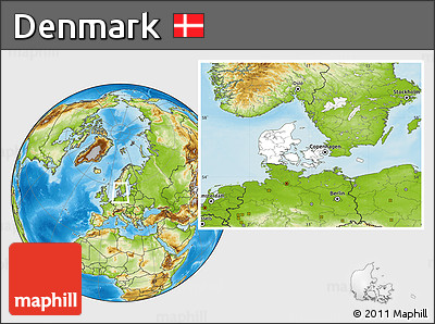 Blank Location Map of Denmark, physical outside