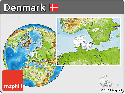 Blank Location Map of Denmark, physical outside