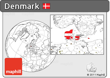 Flag Location Map of Denmark, blank outside