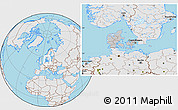Gray Location Map of Denmark, lighten, desaturated, land only