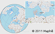 Gray Location Map of Denmark, lighten, semi-desaturated, land only