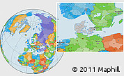 Gray Location Map of Denmark, political outside, hill shading