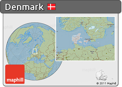 Gray Location Map of Denmark, savanna style outside, hill shading outside