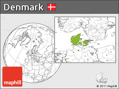 Physical Location Map of Denmark, blank outside