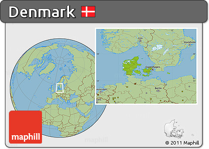 Physical Location Map of Denmark, savanna style outside