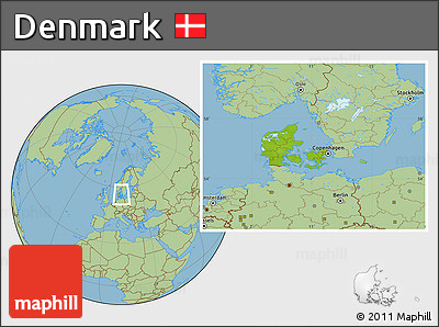 Physical Location Map of Denmark, savanna style outside