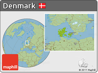 Physical Location Map of Denmark, savanna style outside