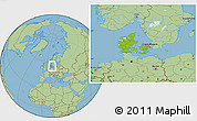 Physical Location Map of Denmark, savanna style outside