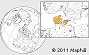 Political Location Map of Denmark, blank outside