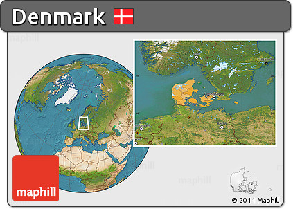 Political Location Map of Denmark, satellite outside