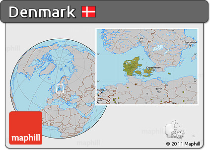 Satellite Location Map of Denmark, gray outside