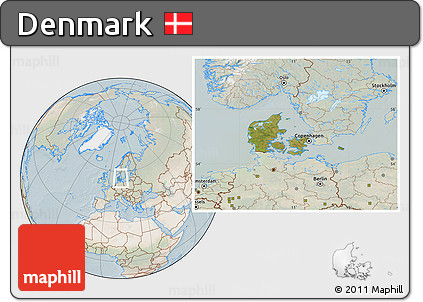 Satellite Location Map of Denmark, lighten