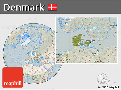 Satellite Location Map of Denmark, lighten