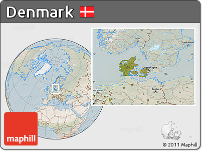Satellite Location Map of Denmark, lighten