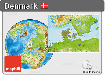 Satellite Location Map of Denmark, physical outside
