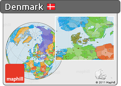 Satellite Location Map of Denmark, political outside