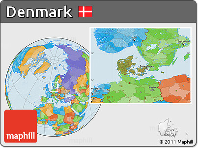 Satellite Location Map of Denmark, political outside