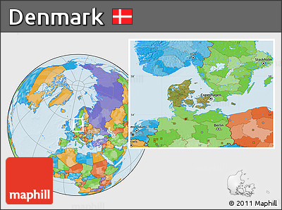 Satellite Location Map of Denmark, political outside