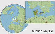 Satellite Location Map of Denmark, savanna style outside