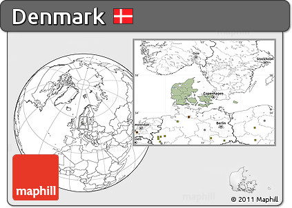 Savanna Style Location Map of Denmark, blank outside, hill shading inside