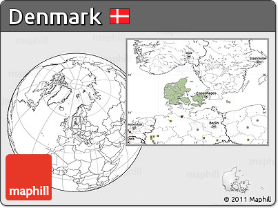 Savanna Style Location Map of Denmark, blank outside, hill shading inside