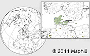 Savanna Style Location Map of Denmark, blank outside, hill shading inside