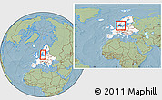 Savanna Style Location Map of Denmark, highlighted continent, within the entire continent, hill shading