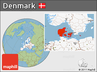 Savanna Style Location Map of Denmark, highlighted continent