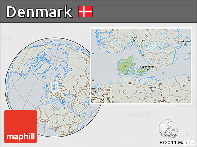 Savanna Style Location Map of Denmark, lighten, semi-desaturated